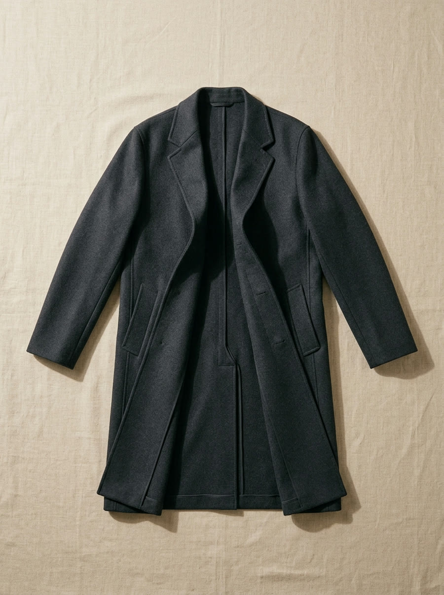 Double-faced wool overcoat